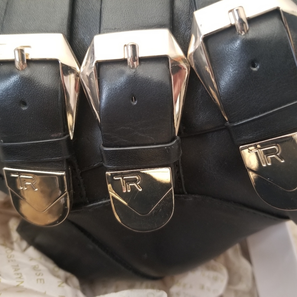 Taryn Rose Black Leather Buckle Ankle Boots Sz 6 - Picture 6 of 8